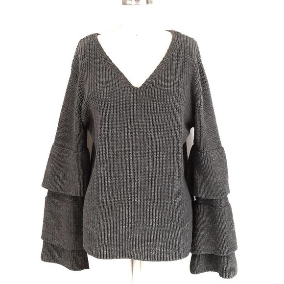 Regenbogen Bell Sleeve Sweater Gray Small - Picture 1 of 10
